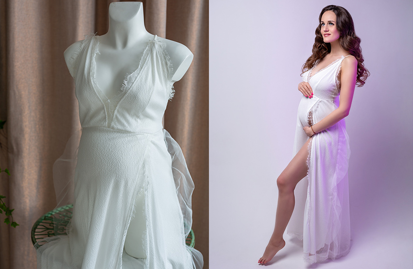 Белое платье в пол беременной в аренду
